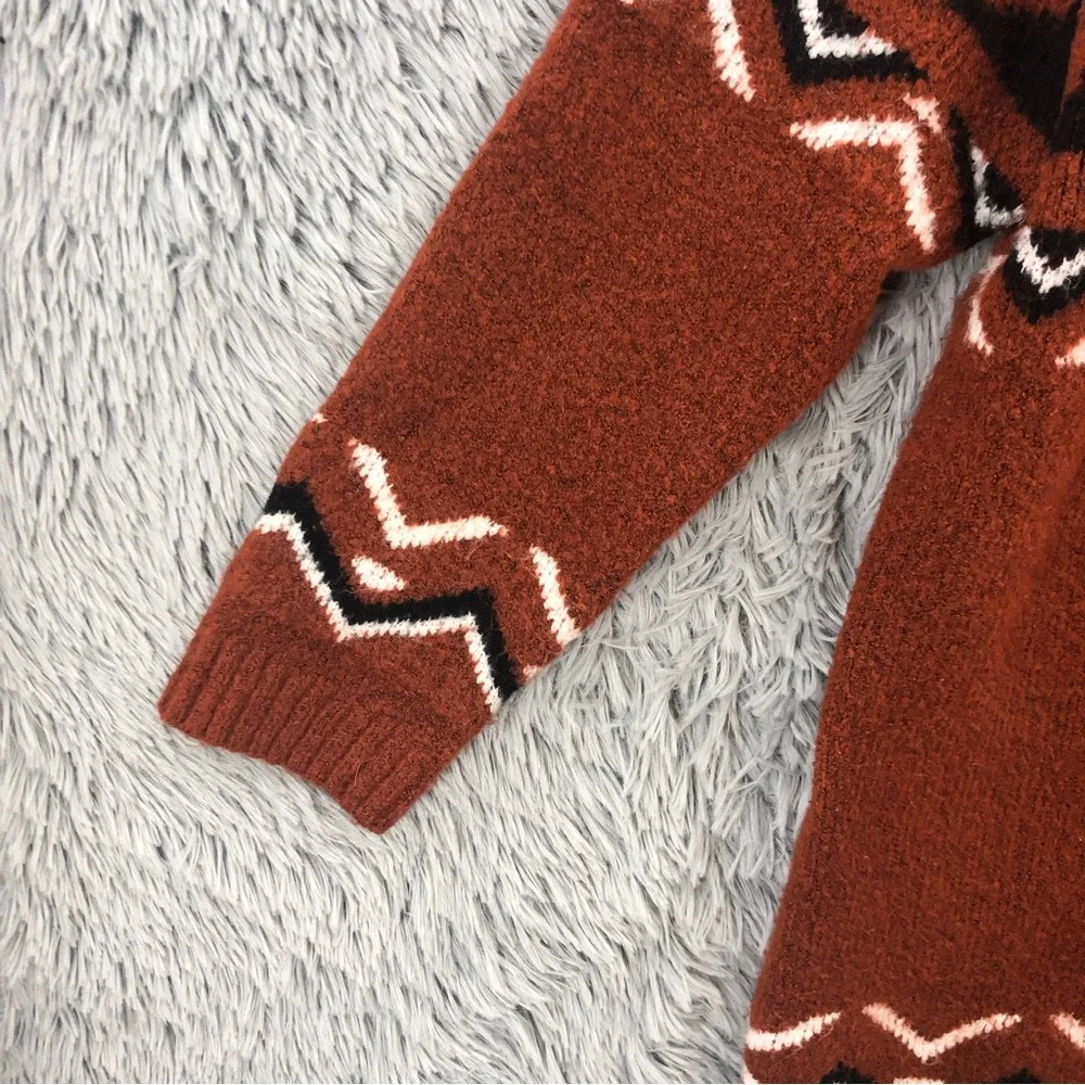 Absolutely Famous Sweater Womens Large Southwestern Aztec Cardigan Soft Brown